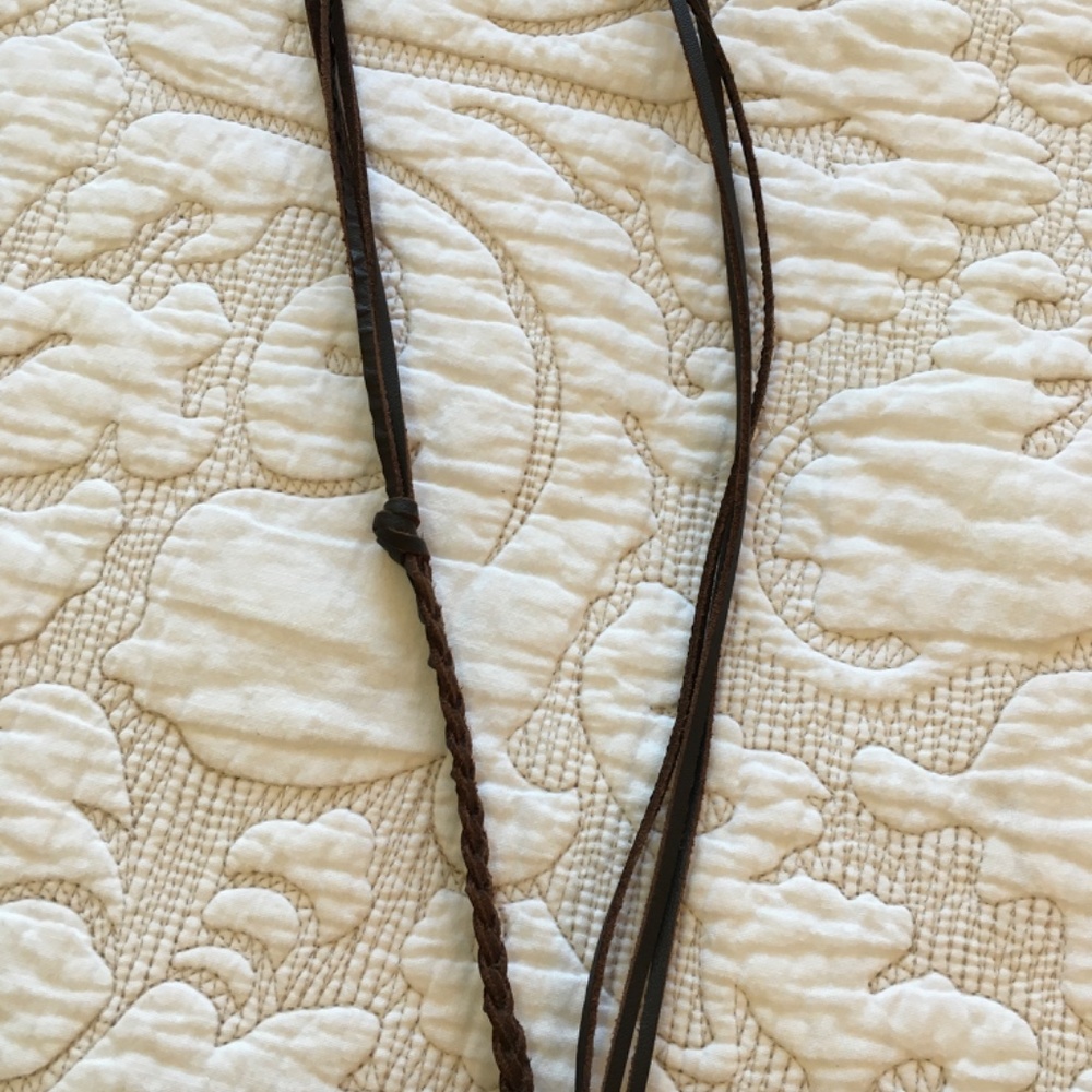 Leather and Silver Cross Necklace - Picture 2 of 3